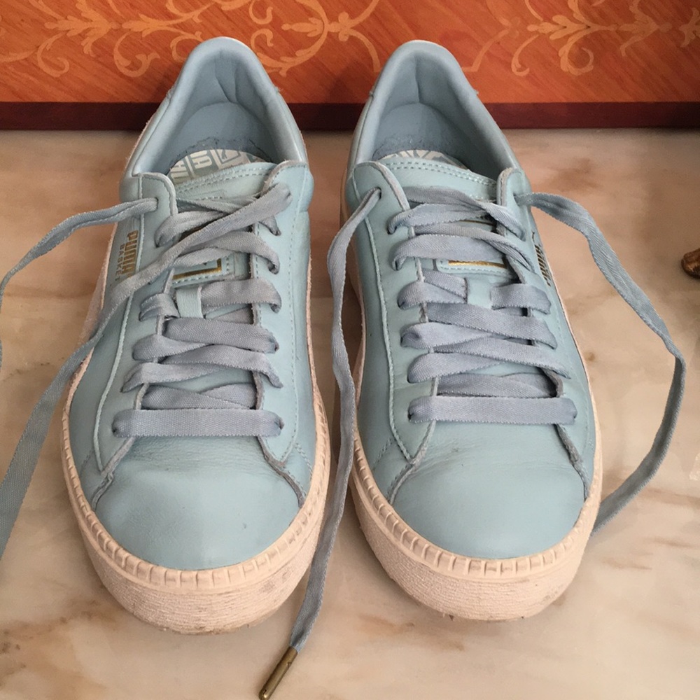 Puma Basket platform blue lace up Sneakers sz.8.5 - Picture 6 of 14